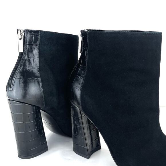 Charles David Micro Black Block High Heel Bootie Sz 7.5 Fine Leather Pointed Toe - Picture 10 of 13